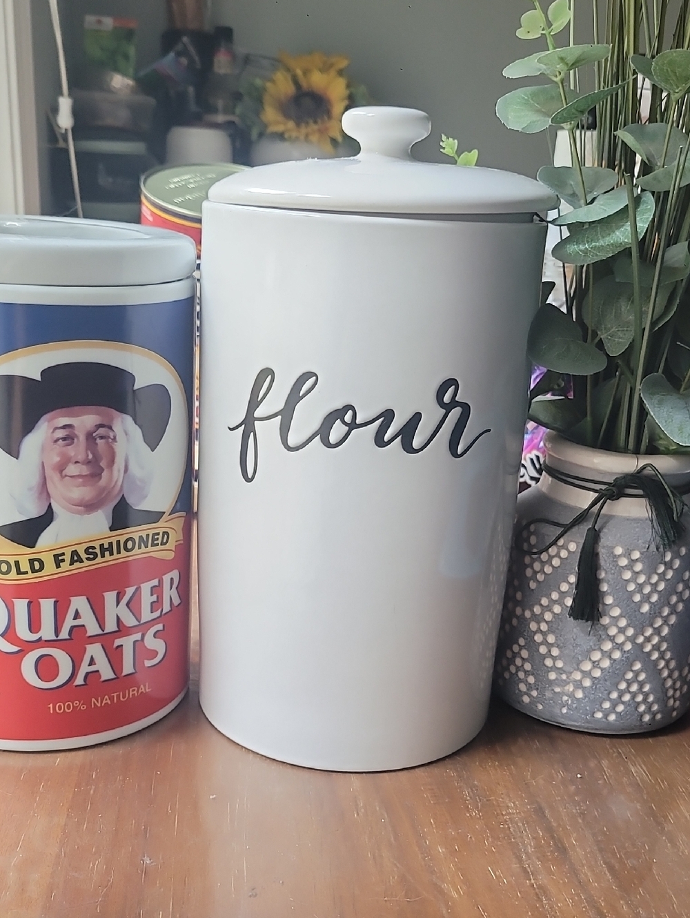Threshold White Ceramic 'Flour' Canister with Black Script